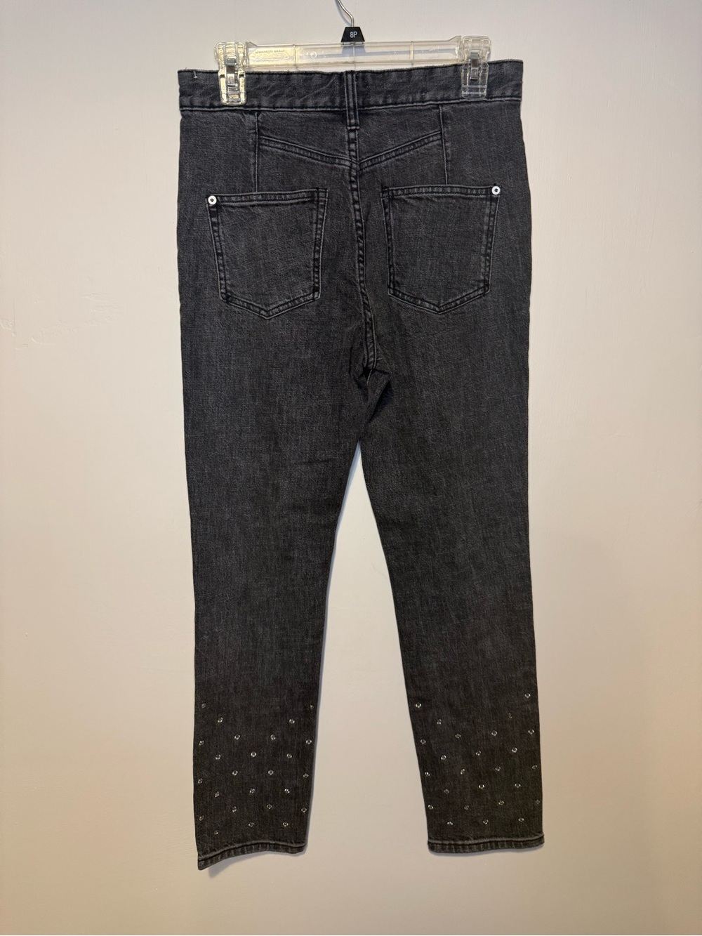 Pilcro Anthropologie Ultra High-Rise Beaded Straight Jeans Black Slim Cut Sz 26 - Picture 6 of 10